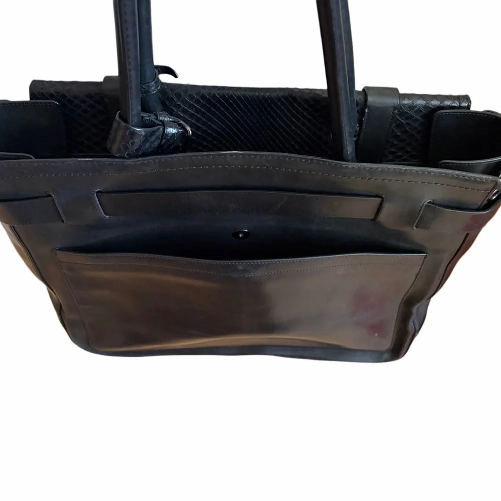 Reed Krakoff Black Leather / Python Boxer Tote‎